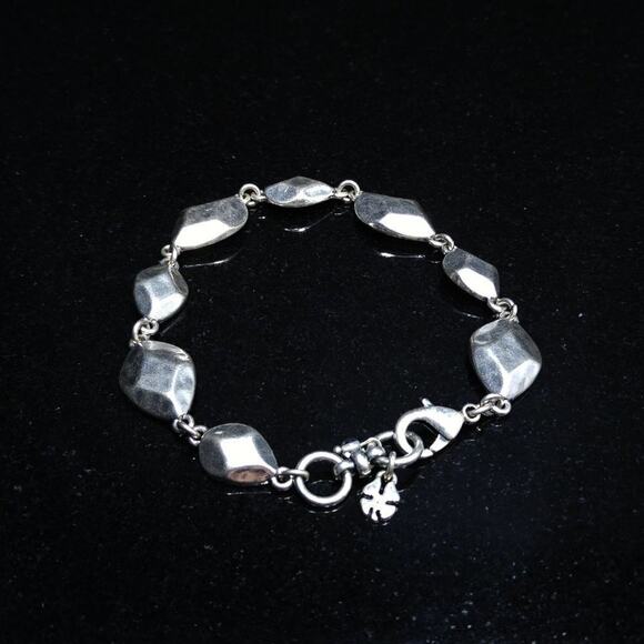 Lucky Brand Silver Tone Link Bracelet Faceted Beads Adjustable 7.5–8.25" - Picture 3 of 8